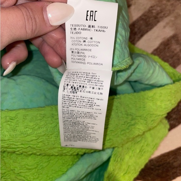 MSGM Green Crinkle Embossed Strapless Dress💚 NWT Size Small - Picture 12 of 13